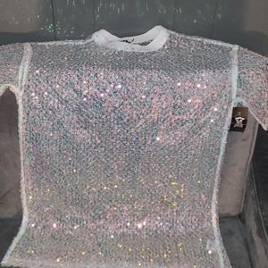 SEQUINS MULTICOLOR SHEER TOP